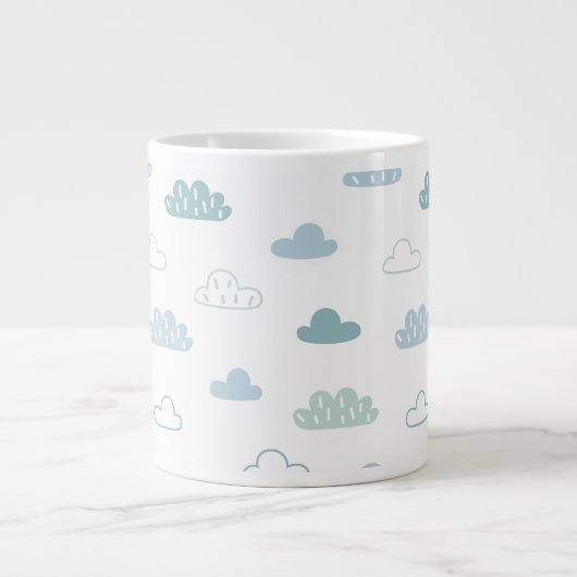 Cute Hand Drawn Cloud Pattern Extra Grote Beker (Voorkant)