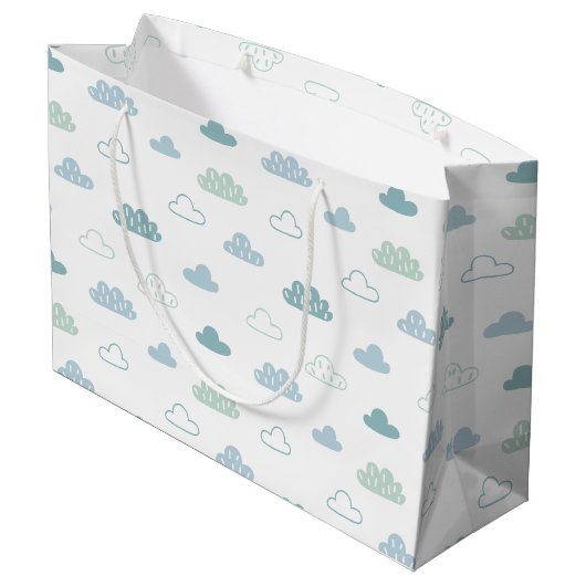 Cute Hand Drawn Cloud Pattern Groot Cadeauzakje (Achterkant Gekanteld)