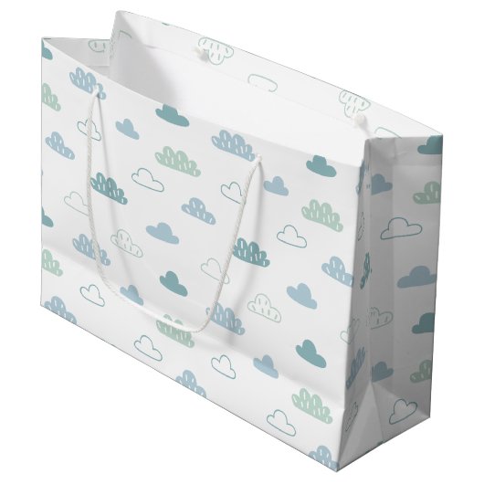 Cute Hand Drawn Cloud Pattern Groot Cadeauzakje (Voorkant Gekanteld)