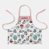 Cute Hand Drawn Cupcake Pattern Add Name Schort (Voorkant)