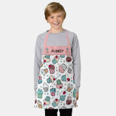 Cute Hand Drawn Cupcake Pattern Add Name Schort (Gedragen)