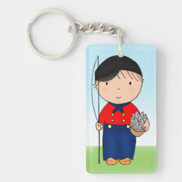 Cute Hand Drawn Dutch Boy Fisherman Waterverf Sleutelhanger