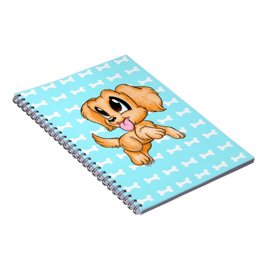 Cute Hand Drawn Golden Retriever Puppy Notebook Notitieboek (Rechterzijde)