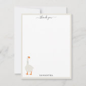 Cute Hand Drawn Goose & Daisies Custom Name Bedankkaart (Voorkant)