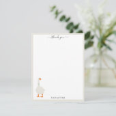 Cute Hand Drawn Goose & Daisies Custom Name Bedankkaart (Staand voorkant)