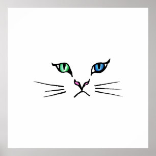 Cute Hand Drawn Kitten Face Poster