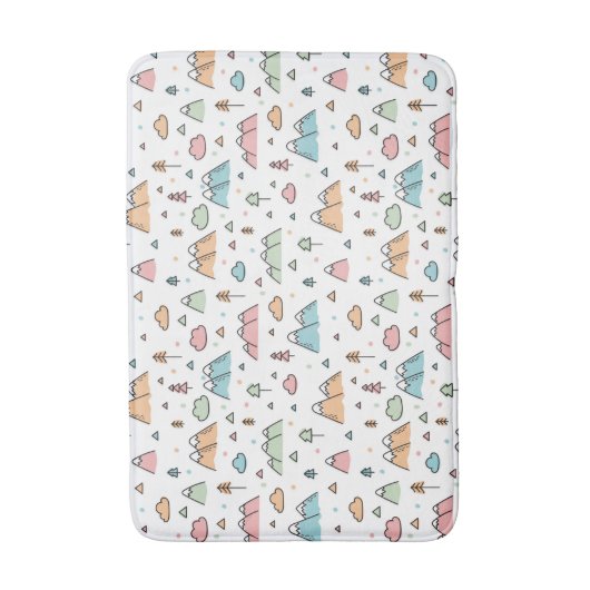 Cute Hand Drawn Mountain Scene Pattern Badmat (Voorkant Verticaal)