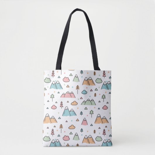 Cute Hand Drawn Mountain Scene Pattern Draagtas (Voorkant)