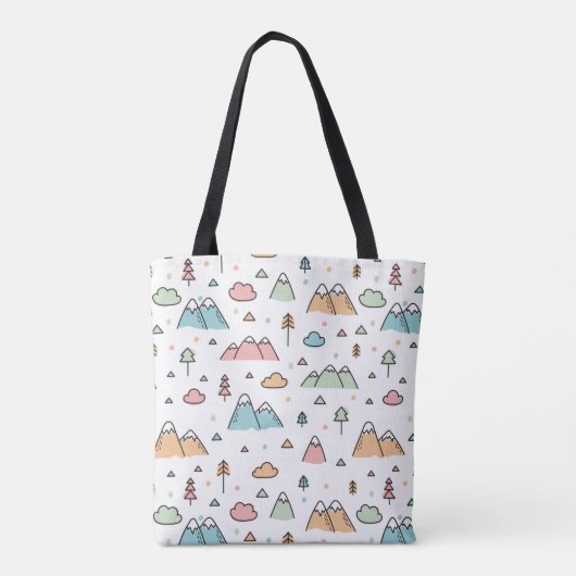 Cute Hand Drawn Mountain Scene Pattern Draagtas (Achterkant)