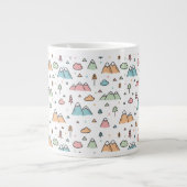 Cute Hand Drawn Mountain Scene Pattern Extra Grote Beker (Voorkant)