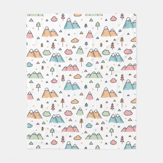 Cute Hand Drawn Mountain Scene Pattern Fleece Deken (Voorkant)