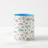 Cute Hand Drawn Mountain Scene Pattern Mok (Midden)