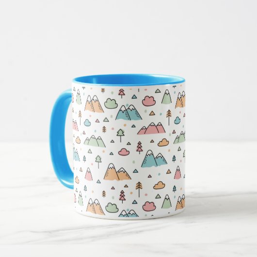 Cute Hand Drawn Mountain Scene Pattern Mok (Voorkant links)