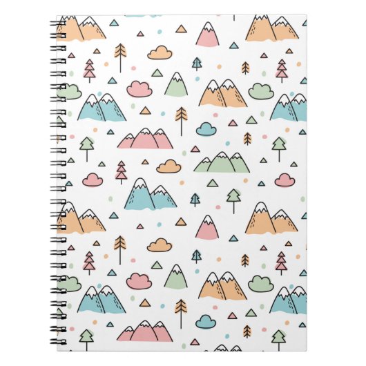 Cute Hand Drawn Mountain Scene Pattern Notitieboek (Voorkant)