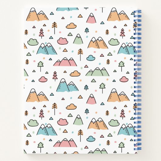Cute Hand Drawn Mountain Scene Pattern Notitieboek (Achterkant)