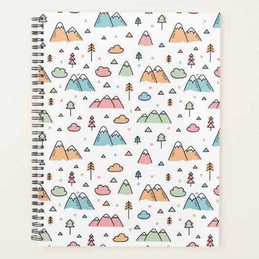Cute Hand Drawn Mountain Scene Pattern Planner (Voorkant)