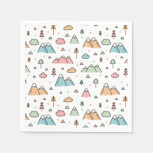 Cute Hand Drawn Mountain Scene Pattern Servet
