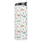 Cute Hand Drawn Mountain Scene Pattern Thermosbeker (Gedraaid links)