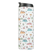 Cute Hand Drawn Mountain Scene Pattern Thermosbeker (Geroteerd rechts)