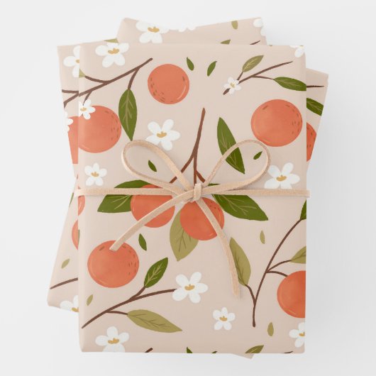 Cute Hand-drawn Orange Blossom Seamless Pattern Inpakpapier Vel (In situ)