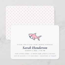 Cute Hand-Drawn Pink Shark Baby shower Girl Kaart