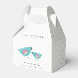 Cute Hand Drawn Rainbow Blue Birdy Baby shower Bedankdoosjes