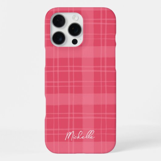 Cute Hand-Drawn Red Plaid iPhone Hoesje (Achterkant)