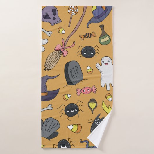 Cute hand drawn seamless patterns with cute hand d (Serviette de bain)