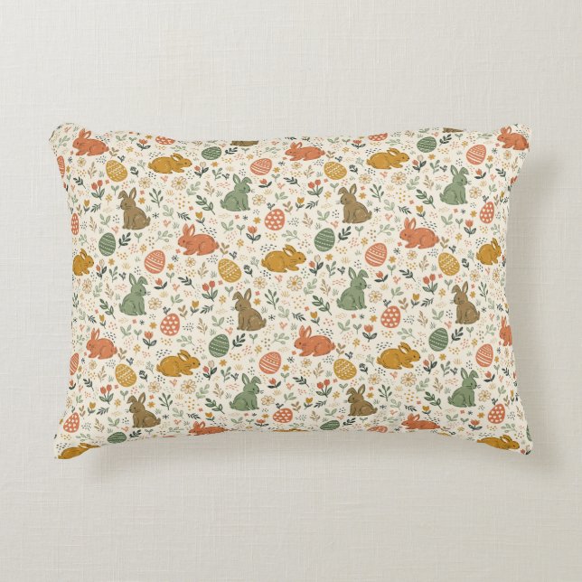 Cute Hand Drawn Spring Bunnies Accent Pillow Kussen (Voorkant)