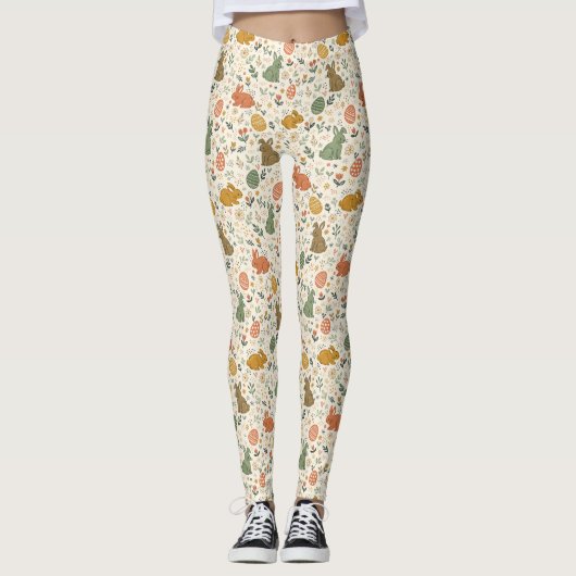 Cute Hand Drawn Spring Bunnies Leggings (Devant)