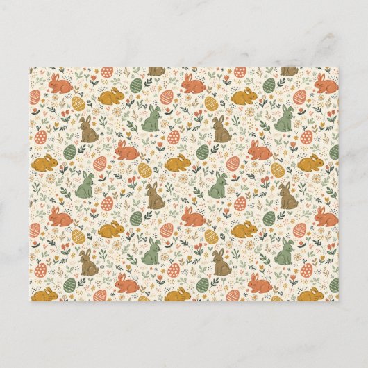 Cute Hand Drawn Spring Bunnies Postcard Feestdagenkaart (Voorkant)