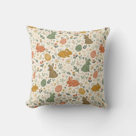 Cute Hand Drawn Spring Bunnies Throw Pillow Kussen