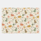 Cute Hand Drawn Spring Bunnies Wrapping Paper Set (Voorkant)