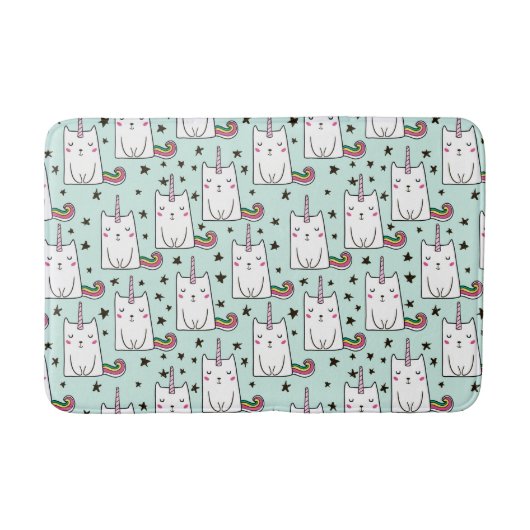 Cute Hand Drawn Unicorn Cat Pattern Badmat (Voorkant)