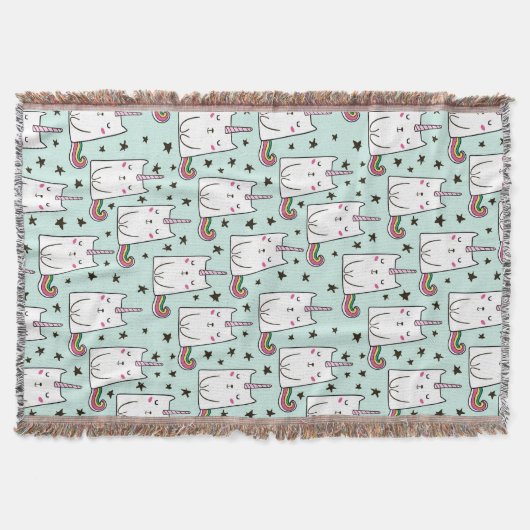 Cute Hand Drawn Unicorn Cat Pattern Deken (Voorkant)