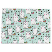 Cute Hand Drawn Unicorn Cat Pattern Groot Cadeauzakje (Achterkant)