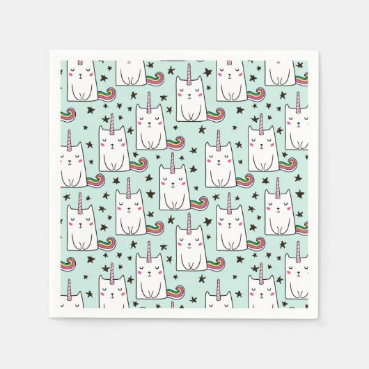 Cute Hand Drawn Unicorn Cat Pattern Servet (Voorkant)