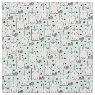 Cute Hand Drawn Unicorn Cat Pattern Stof