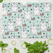 Cute Hand Drawn Unicorn Cat Pattern Theedoek (Gevouwen)