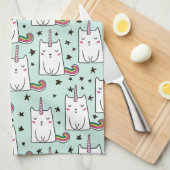 Cute Hand Drawn Unicorn Cat Pattern Theedoek (Quarter Fold)