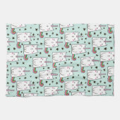 Cute Hand Drawn Unicorn Cat Pattern Theedoek (Horizontaal)