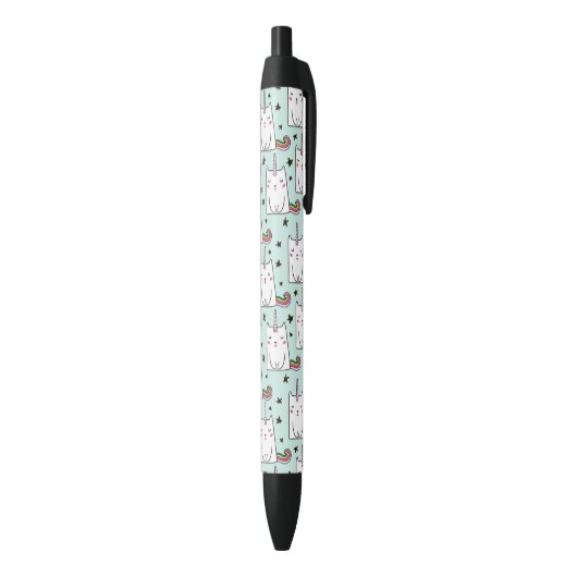 Cute Hand Drawn Unicorn Cat Pattern Zwarte Inkt Pen (Achterkant (Verticaal))