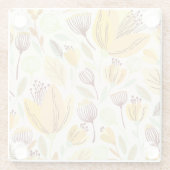 Cute Hand Drawn Yellow Floral Pattern Glazen Onderzetter (Achterkant)