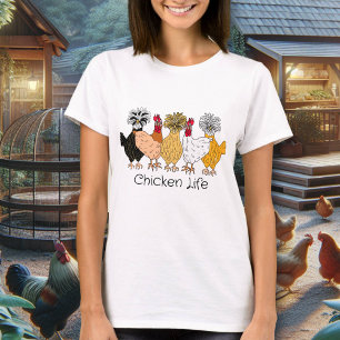 Cute Hand-getrokken achtertuin kippen Levensduur T-shirt