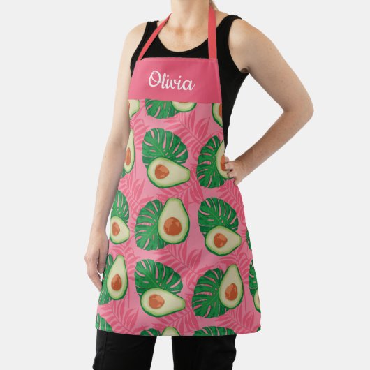 Cute Hand getrokken Avocado, Custom Text Schort (Insitu)
