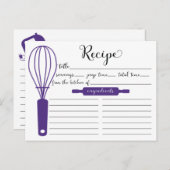 Cute Hand Lettered Paarse Whisk Recipcard Briefkaart (Voorkant / Achterkant)