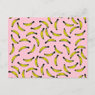 Cute Hand Painted Waterverf Bananas and Pink Briefkaart
