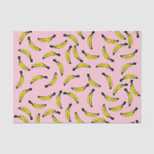 Cute Hand Painted Waterverf Bananas and Pink Tissuepapier