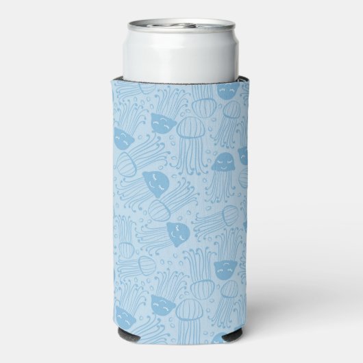 Cute handmade jelly fish pattern blue background (Seltzer Achterkant)