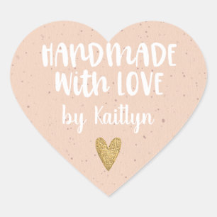 Cute Handmade with Love Hart Sticker